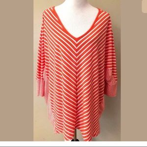 Lane Bryant Tunic 26/28 Striped Dolman V Neck